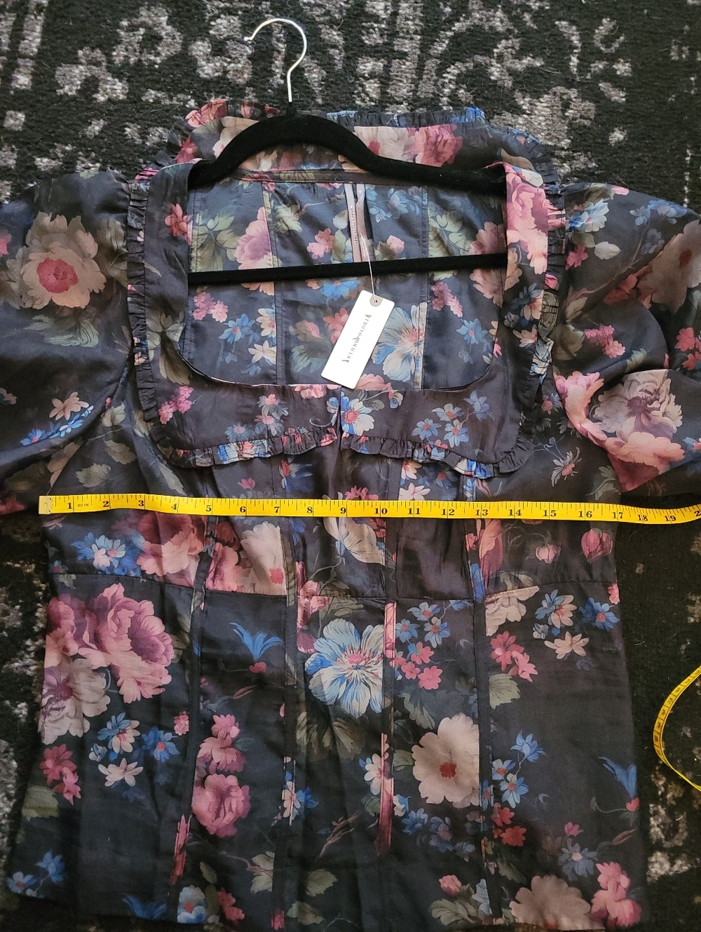 Anthropologie Floral Sheer Blouse - Black, Pink, Blue - Picture 9 of 11